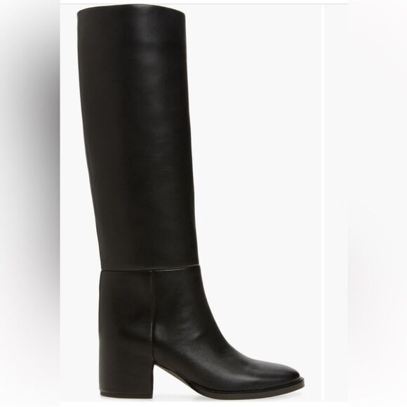 Nordstrom Hanna Boots Black Leather Knee High Tall Boot Side Zipper Size 6.5 - Picture 2 of 11